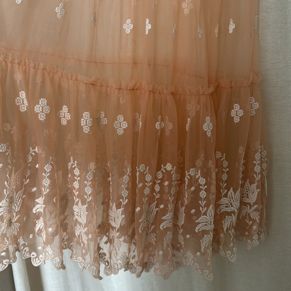 Free people peach midi embroidered dress - Picture 3 of 7